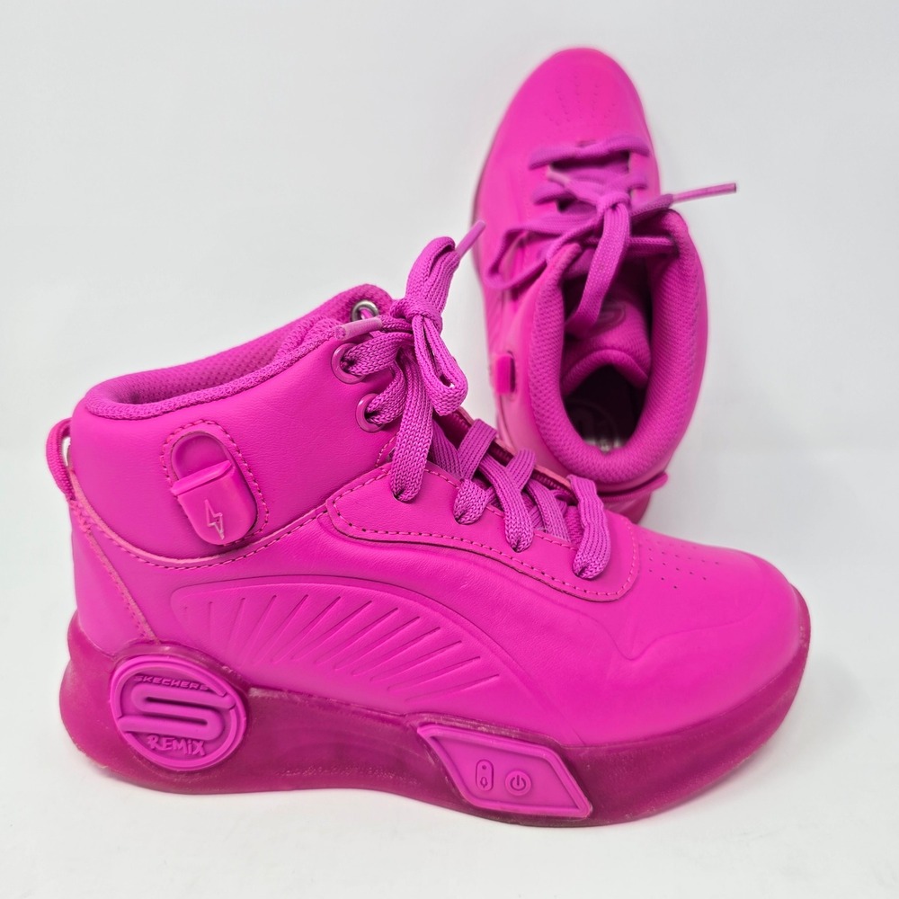 Skechers S-Lights Remix Hot Pink Light Up Kids Shoes Size 1 Charger NOT Included